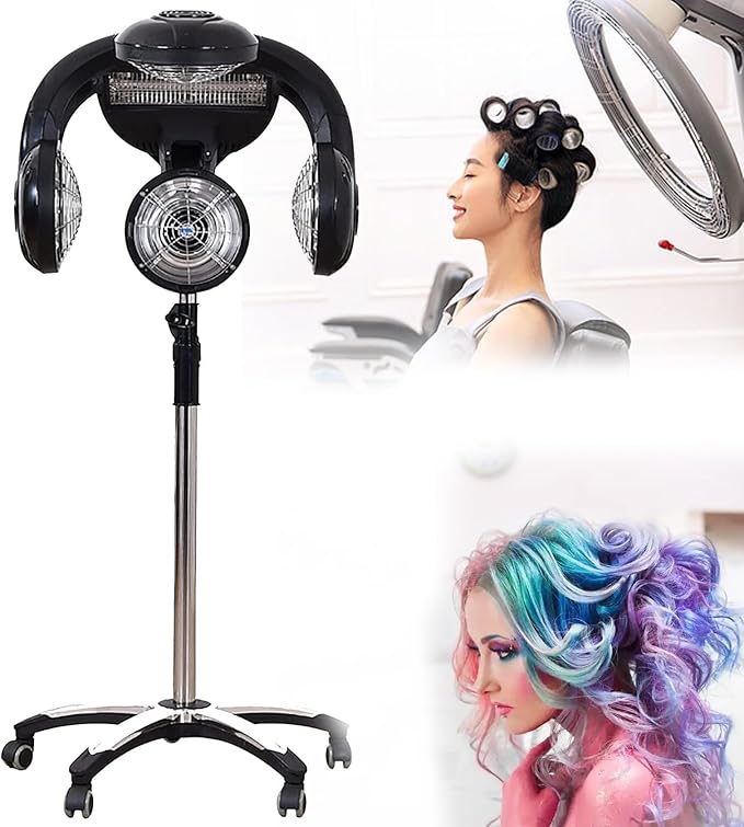 1200W Stand Hair Dryer Hood Orbiting Infrared Hair Dryer Orbiting Hair Color Processor &amp Multi-Function Dryer AcceleratorTemperature &amp Height Adjustable Standing with Rolling Base
