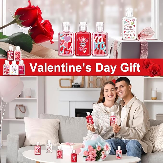 50 Pcs Valentines Mini Hand Sanitizer Bulk Valentine's Gift Favors Small Hand Soap for Guest 1fl Oz Travel Size Hand Soap Gift for Valentine Party Supplies