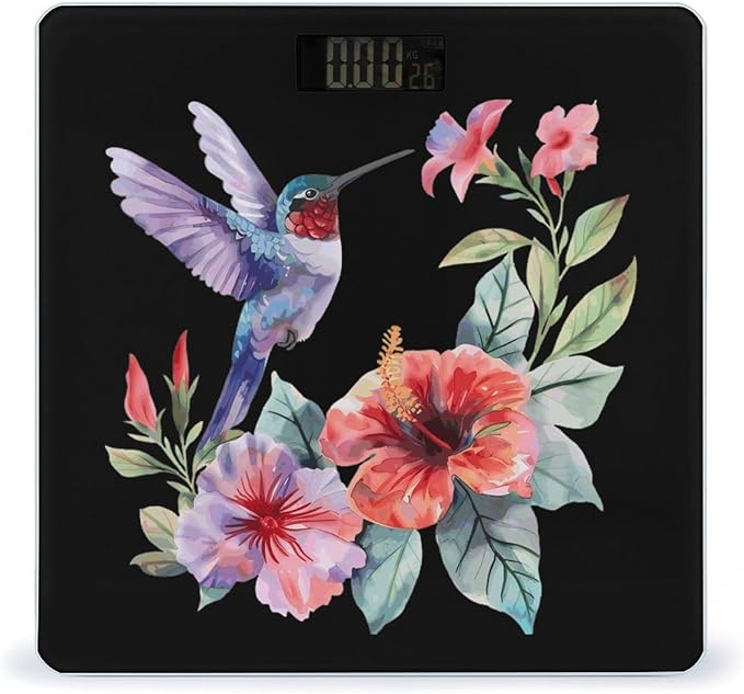 Hummingbirds Flowers Scale for Body Weight Smart Accurate Digital Bathroom Scale with Easy Read LCD style