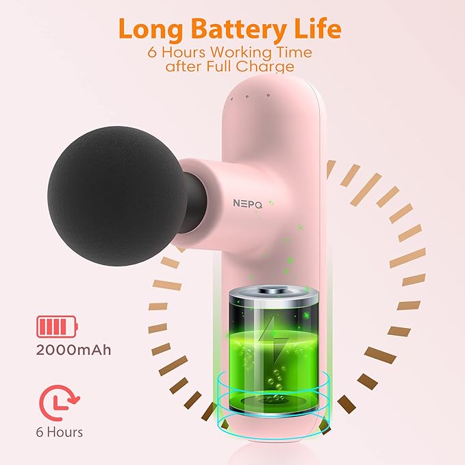 Mini Massage Gun SK6 Fascial Gun Portable Deep Tissue Percussion Muscle Back Head Massager for Pain Relief with 4 Massage Heads 4 Speed High-Intensity Vibration Rechargeable (Pink)