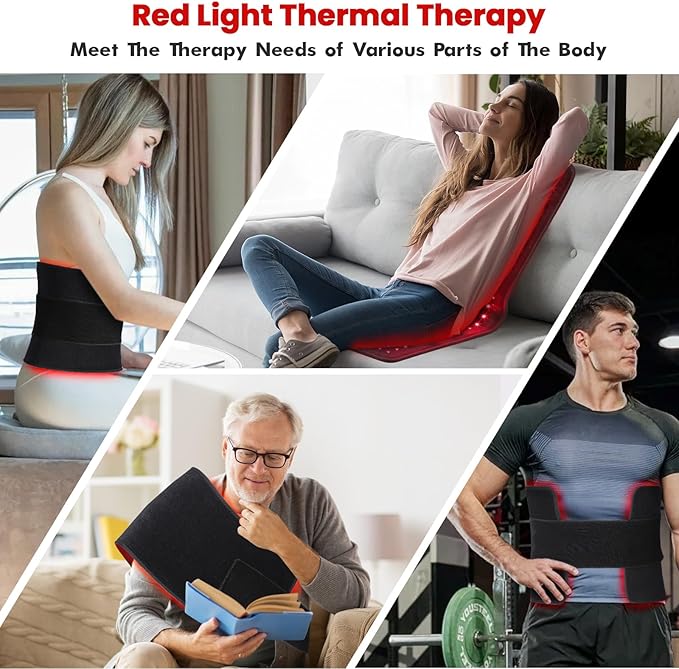 GarveeHome Red Light Therapy for Body 31.5 x 11.8 Infrared Light Therapy Belt with 360 LEDs 660nm Red Light &amp 850nm Infrared Light Therapy Mat with Timer for Back Shoulder Waist Muscle Pain Re