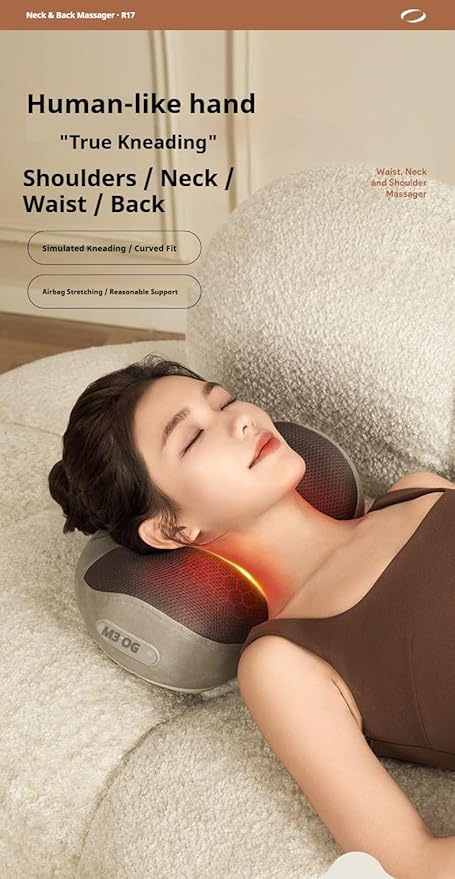 Back and Neck Massager with Heat 3D Deep Tissue Kneading Cordless Rechargeable Electric Massage Pillow for Muscle Pain Relief Use at Home Car Office Give Gifts to Parents (Navy Blue)