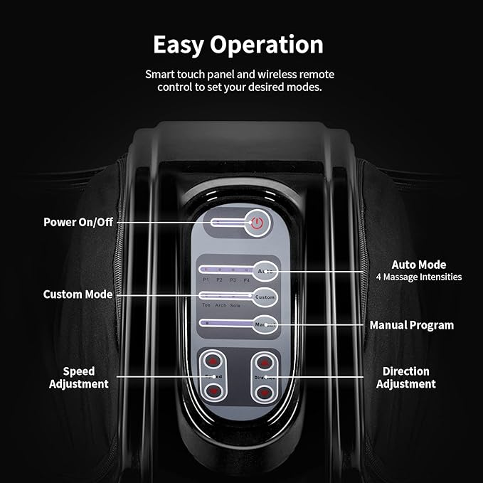 Giantex Shiatsu Foot Massager Machine for Feet Leg Calf Ankle Relieve Pain Spa Gift Deep Kneading Rolling Massage Electric Shiatsu Foot Massager w/Remote 4 Modes Black