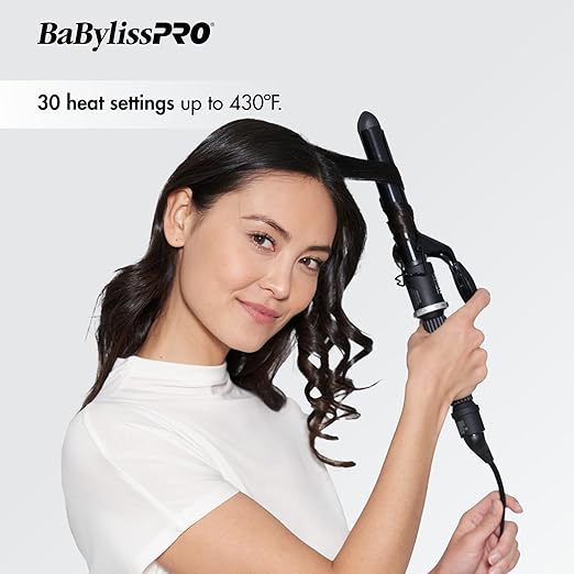 BaByliss Pro Spring Curling Iron Porcelain Ceramic Professional For Multiple Hair Types Reaches 430 Degrees for Loose Long Lasting Curls