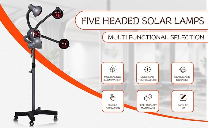 5 Heads Multifunctional Salon Hair Color Processor Accelerator Heater LampHair Dryer with Infrared Heat Bulbs950W Professional Infrared Hair Treatment Perm Machine