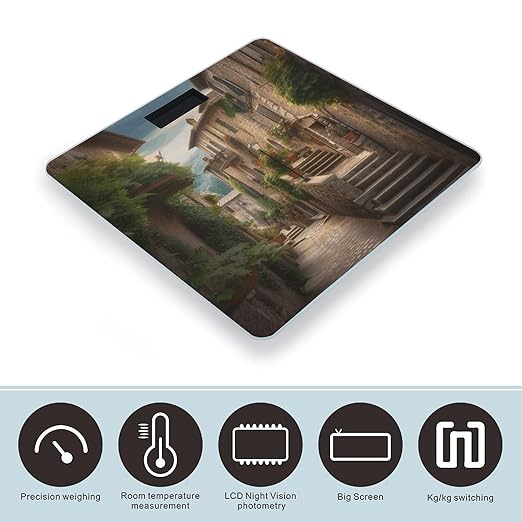 Italy TuscanScale for Body Weight with LCD High Precision Weighing Scales Fashion Sturdy Tempered Glass Weight Scales Easy-to-Read Digital Bathroom Scale for Daily 400lb