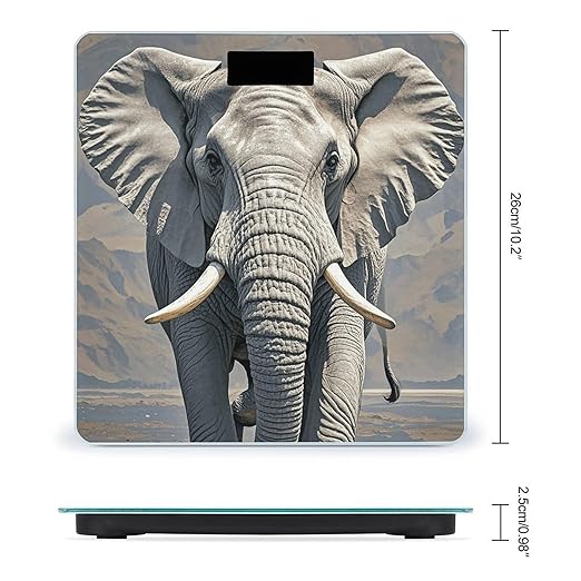 Elephant Pattern Scale for Body Weight Highly Accurate Digital Bathroom Scale Sturdy Tempered Glass Weighing Scales with LCD Display Fashion Body Fat Smart Scales 400lb