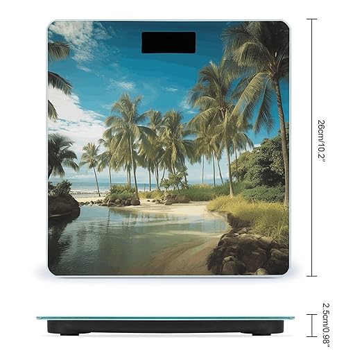 Tropical Coconut Trees Beach Smart Scale for Body Weight Accurate Bathroom Scale with LED Display Digital Weight Scales Weighing Machine High Precision Scales for Bath Home