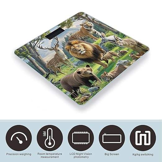 Wild Animals Scale for Body Weight Smart Scales Digital Bathroom Scale High Precision Weighing Scales with Large Display Weighing Machine for People