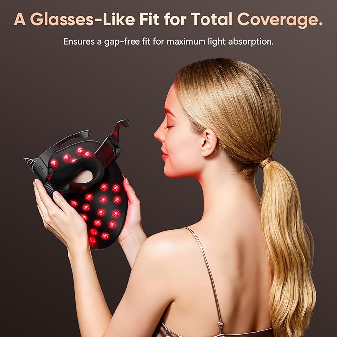 LED Light Therapy MaskPortable Red Light Therapy Face Mask Hands-Free Rechargeable LED Device for Facial Skin