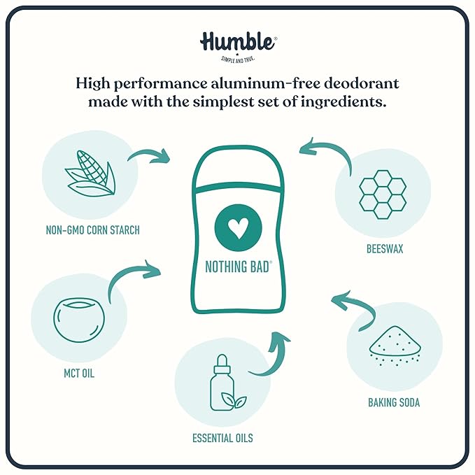 HUMBLE BRANDS Original Formula Aluminum-free Deodorant. Long Lasting Odor Control with Baking Soda and Essential Oils Assorted 3-Pack