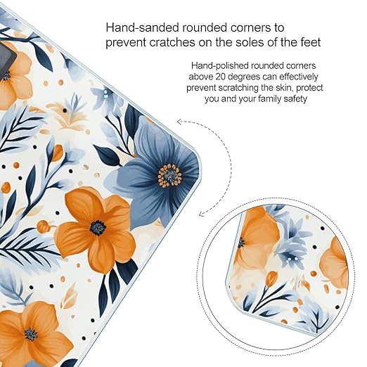 Blue and Orange Flowers on White Background Bathroom Scale for Body Weight Bathroom Weighing Scale with Backlit LCD Display Highly Accurate Measures Weight Up to 180kg