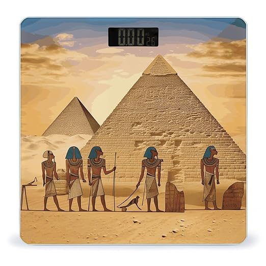 Ancient Egyptians Scale for Body Weight Anti-Slip Sturdy Tempered Glass Weighing Machine Highly Digital Accurate Bright LCD Bathroom Scale for Household Gift