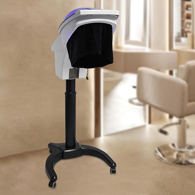 7 Color Hair SteamerHair Salon Professional Salon Hair Steamer with Wheels and Hair Care HoodPortable Hooded Conditioning Salon Hair SteamersTemperature and Height Adjustable (White)