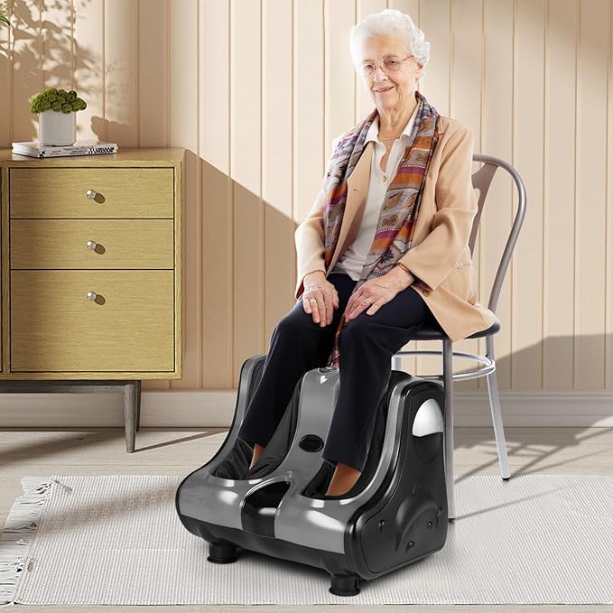 Giantex Foot and Calf Massager with Heat - Shiatsu Foot Massager Machine with Vibration Deep Kneading 3-Level Intensity Modes Electric Foot Massager for Tired Feet Leg Calf Pain Relief (Grey)