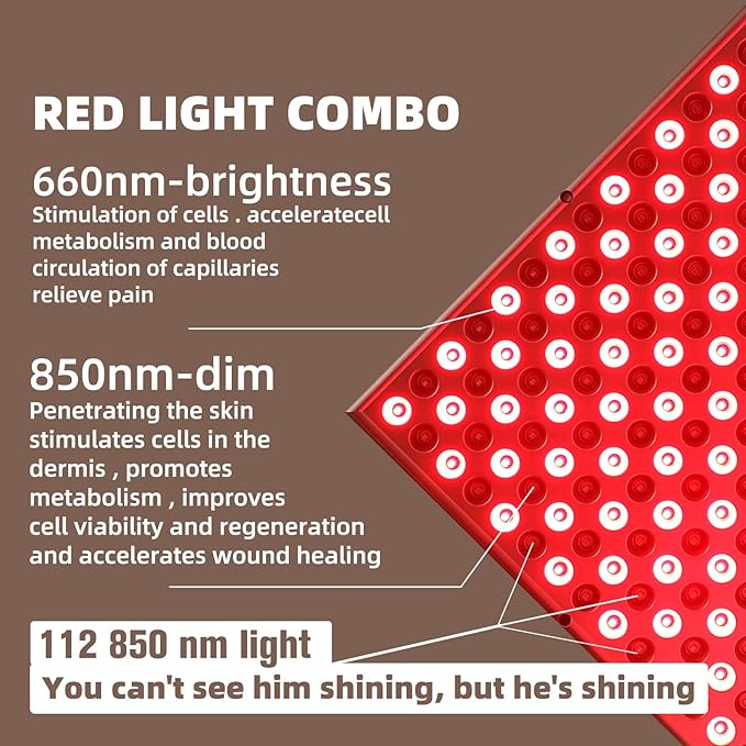 LED-Red-Light-Therapy-Device - 45W LED Panel Deep 660nm and Near-Infrared 850nm Light Combo for Skin Beauty Pain Relief of Muscles and Joints