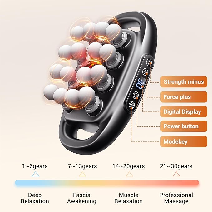 16-Head Massage Gun Set Massage Gun Deep Tissue Neck Massager with 16 Heads for Deep Tissue Back Shoulders Legs Pain Relief (Gray 16 Heads)