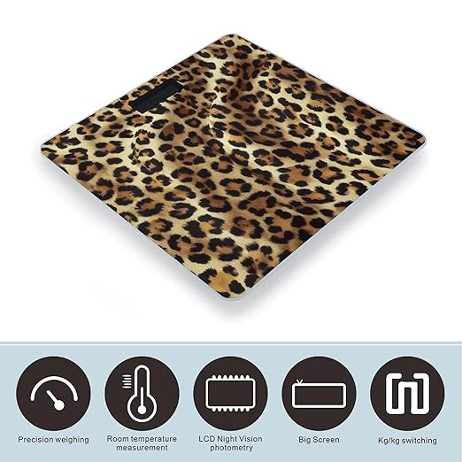 Digital Bathroom Weighing Scale Energy Saving Scale Smart Scale for Body Weight Animal Leather Cheetah Skin Gold Leopard Print