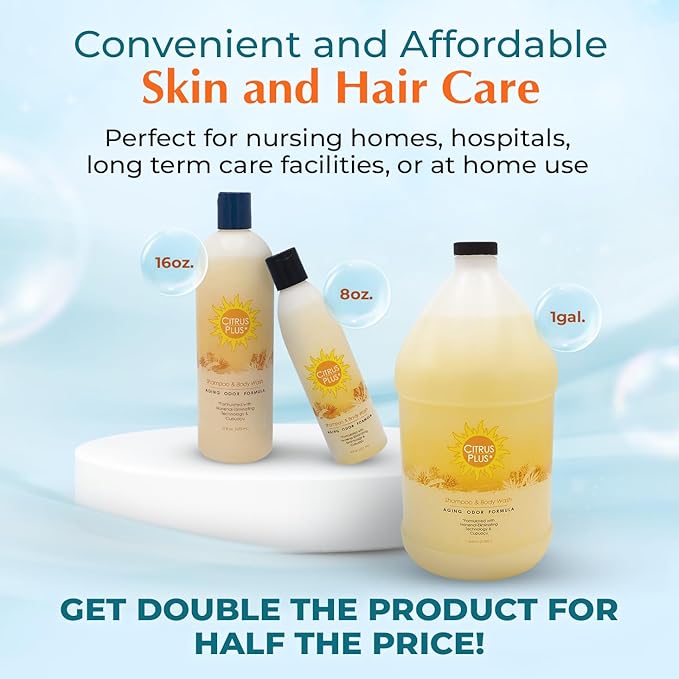 BoaVida Citrus Plus Elder Deodorizing Shampoo and Body Wash Reduces 2-Nonenal Odor Made with Persimmon and Cupuacu Butter - With Leak-Proof Cap 1 Gal
