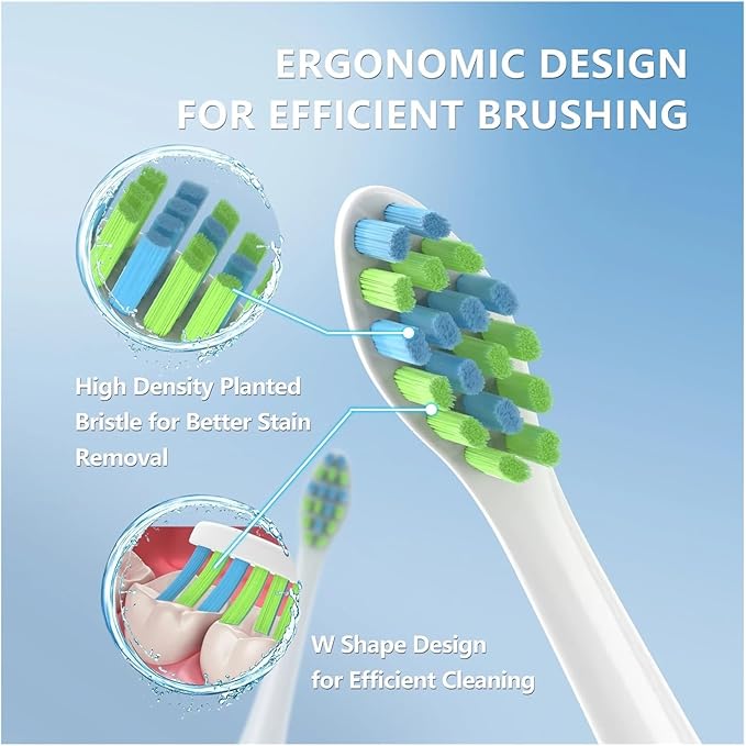 Replacement Toothbrush Heads with Covers for 7am2m AM101/AM105 Electric10 Pack(White)