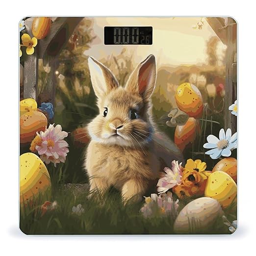 Easter Bunny Spring Butterfly Bathroom Scale for Body Weight Bathroom Digital Electronic Weighing Scale with Back Lit LED Display Sturdy Tempered Glass Weight Watchers Scales 400lb