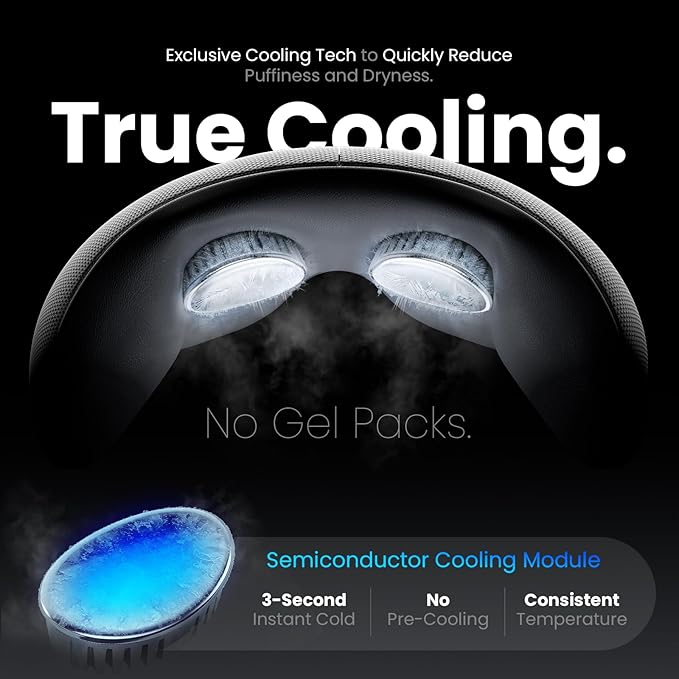 BOB AND BRAD EYEFLOW Eye Massager with Heat &amp Cooling FSA Eligible and HSA - Semiconductor Cold Compress Eye Mask for Migraines Dry Eyes &amp Dark Circles Heated Temple Massager for Headaches
