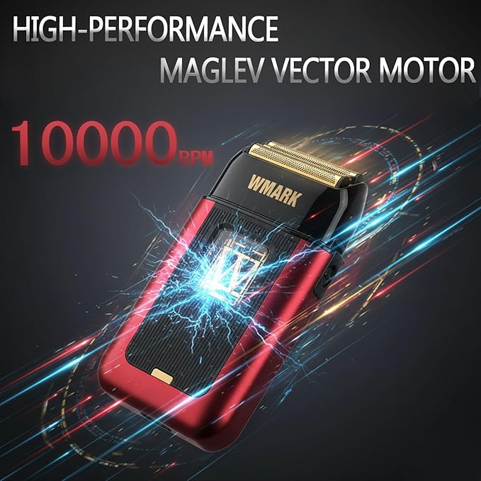 WMARK Electric Foil Shavers for Men Electric Razor for Men Beard Shaver Cordless Maglev Vector Motor 10000RPM Stainless Steel Gold-Titanium Coating 3 Floating Blades USB-C Rechargeable NG-XS1