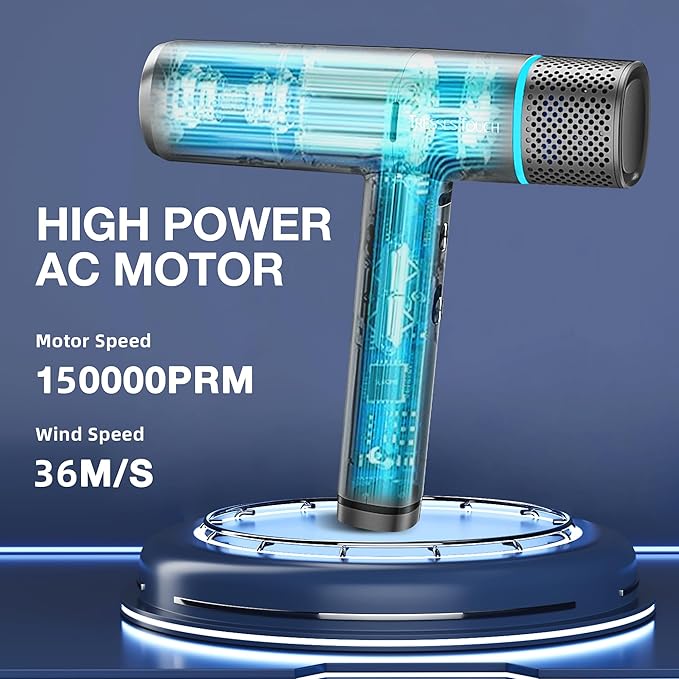 Ionic Hair Dryer with Diffuser and Concentrator Professional Lightweight Quiet Blow Dryer Powerful 1600 Watt Motor for Fast Drying and Straight &amp Wavy Hair 3 Temps/2 Speeds 6.56 Ft Cord Grey