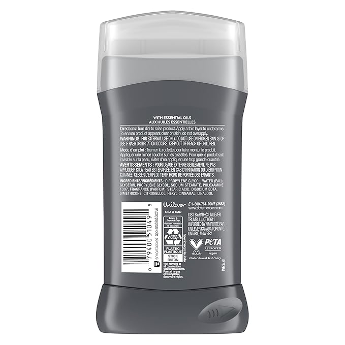 Dove Men+Care Aluminum-Free Deodorant Moon Oasis 4 Count for a Long-Lasting Scent with 72H Odor Protection 3.0 oz