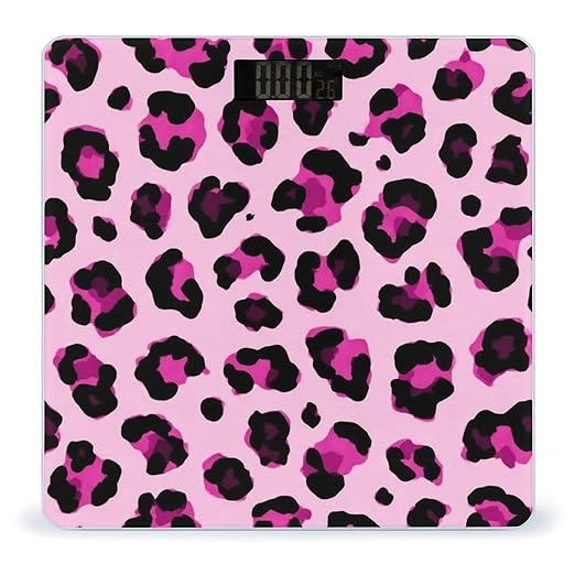Smart Scale for Body Weight Digital Bathroom Weighing Scale Energy Saving Scale Cheetah Leopard Print Pink Floral