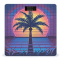 Palm Tree Sun and Grid Bathroom Scale for Body Weight Bathroom Weighing Scales with Back Lit LED Display Sturdy Tempered Glass Body Weight Bathroom Scale 400lb Weighing