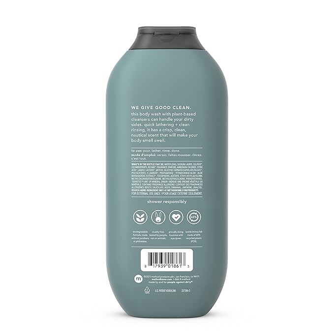 Method Men Body Wash Sea + Surf Paraben and Phthalate Free 18 FL Oz (Pack of 3)Softening &amp Body Wash Pure Peace Paraben and Phthalate Free Biodegradable Formula 28 oz (Pack of 1)