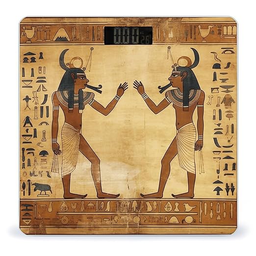 Ancient Egyptian Bathroom Scale Automatic Power On/Off Body Scales LCD Backlight Display Square Digital Scale Rounded Corners Bathroom Scales for Home Bedrooms