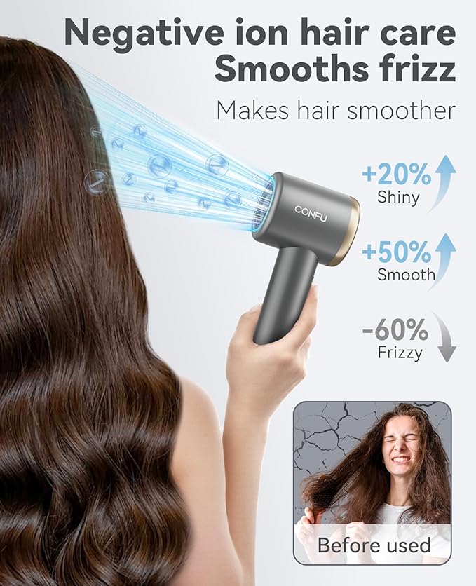 CONFU Hair Dryer &amp High Speed Blow Dryer CONFU Ionic Blow Dryer Portable Lightweight Fast Drying Negative Ion Hairdryer Blowdryer