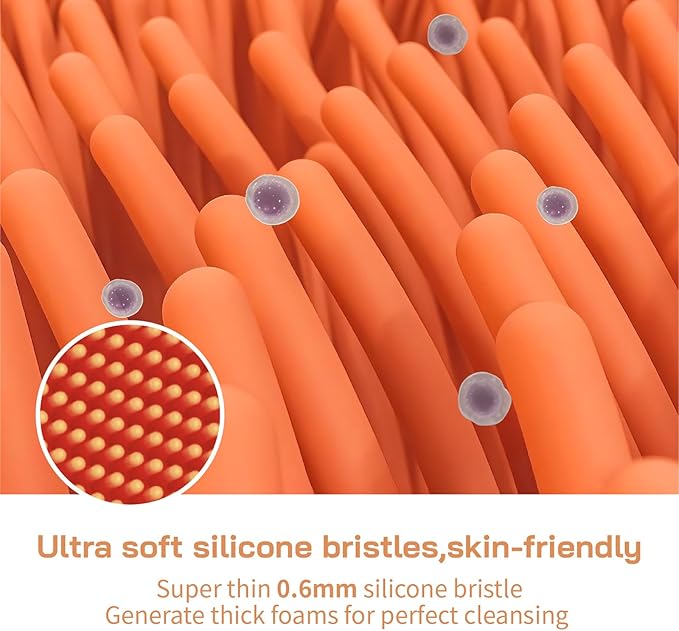 Silicone Face Brush - Electric Face Cleansing Brush and Exfoliator 3-Speed Sonic Vibration IPX7 Waterproof USB Fast Charge Portable with Hook and Cover Perfect Gift for Women/Men (Orange)