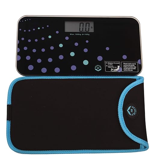 NewlineNY Trendy Wave Mini Bathroom Scale + Travel Slip Case SBB0721M-NYTW + NY-MSS101-BBL