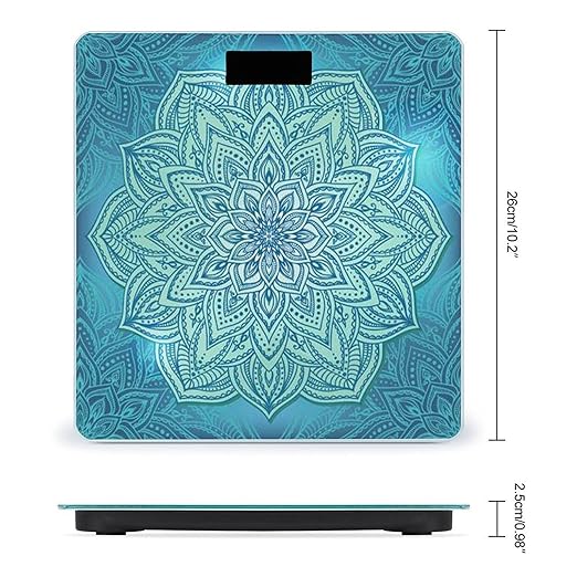 Blue Bohemian Pattern Scale for Body Weight Digital Bathroom Scale Precision Smart Weighing Scales with Clear LED Display Accurate High Precision Scales Weighing Machine