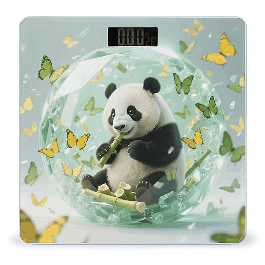 Green Crystal Storm Panda Weight Scale Cute Bathroom Scale for Body Highly Accurate Digital Weighing Machine for People Compact LCD Display Scales with Sturdy Toughened Glass Scales