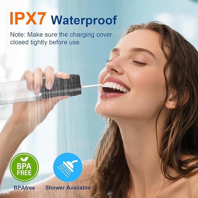 2026 New Portable Water Flosser for Teeth 4 Modes &amp 4 Intensity Levels Mini Small Design with Exquisite Travel Case Removable Tank IPX7 Waterproof Cordless Dental Oral Irrigator (Black)