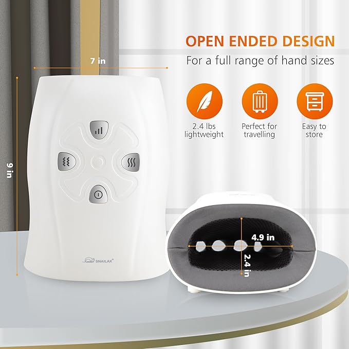 Snailax Hand Massager with Heat and Compression for Arthritis Mother Day Gift Carpal Tunnel Finger Numbness FSA Eligible Cordless Hand Massager for Palm &amp Wrist Circulation