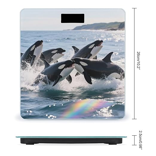 Killer Whale Weight Scale Cute Bathroom Scale for Body Highly Accurate Digital Weighing Machine for People Compact LCD Display Scales with Sturdy Toughened Glass Scales