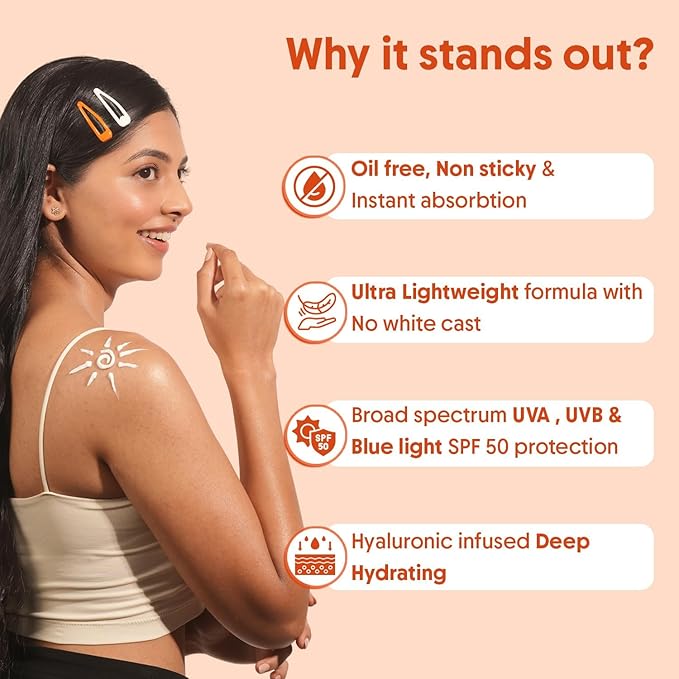 Ara.vi Org.anic Oil-Free Sunscreen Body Lotion SPF 50 PA++++ | Lightweight Quick Absorbing &amp No White Cast | UVA &amp UVB Protection | With Niacinamide Hyaluronic Acid &amp Copper Tripeptide |