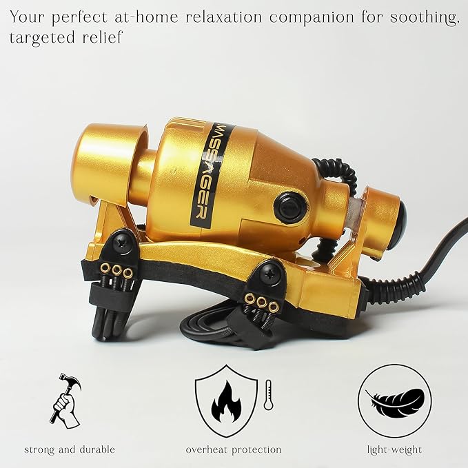 HOMORA Powerful Double-Speed Full Body Massager – Electric Handheld Deep Tissue Massager with Floating Action for Pain Relief Relaxation &amp Recovery – Full Body Vibration Therapy Machine (Golden)