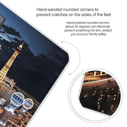 Las Vegas Night View Scale for Body Weight High Precision Digital Weight Scales with LCD Display Anti-Slip Sturdy Slim Tempered Glass Bathroom Scale for Home Use