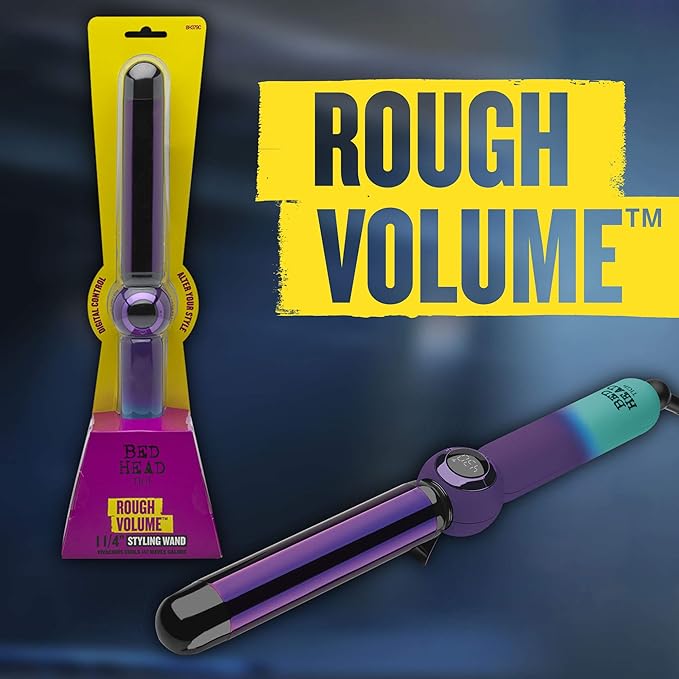 Bed Head Rough Volume Digital Hair Curling Wand | Fast Heat Up and Massive Shine (1-1/4 in)
