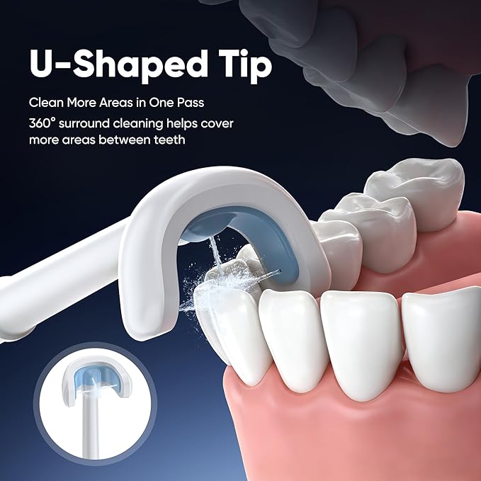 Water Flosser Cordless for Teeth Water Pick Oral Irrigator with U Shaped Nozzle 40–150 PSI DIY Mode 350ML Large Tank Rechargeable Portable Dental Flosser for Braces &amp Adults