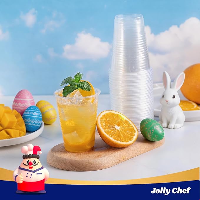 JOLLY CHEF 𝟔𝟎𝟎 𝐏𝐚𝐜𝐤 7 oz Clear Plastic Cups7 Ounce Disposable Cups for PicnicTravel HalloweenChristmas Party and Events