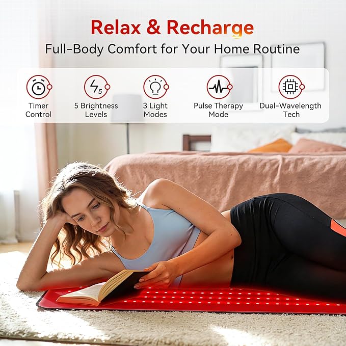 Full Body Red Light Therapy Mat with 640 LEDs 3-in-1 660nm &amp 850nm TPU Infrared Light Blanket 38 x 23.6 Foldable Therapy Pad with Timer Controller Pulse Modes for Home Use 48W