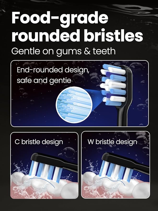Electric Toothbrush for Adults 180 Days Battery Life Rechargeable Sonic Toothbrush with 4 Brush Heads Smart Timer 55000VPM for Deep Cleaning &amp Whitening with 5 Modes Travel Case Black
