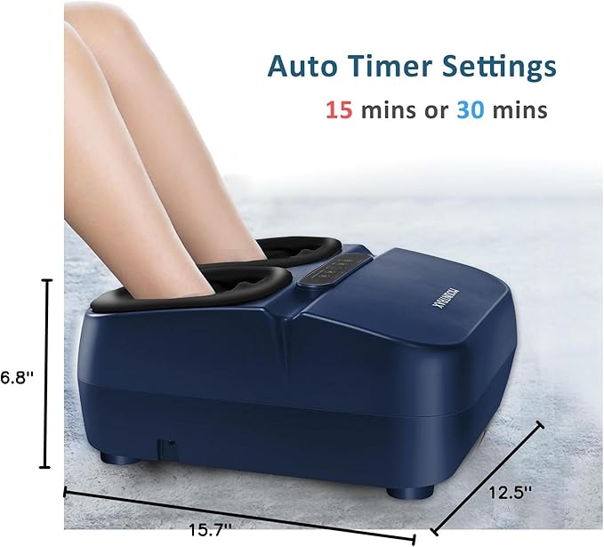 MOUNTRAX Foot Massager Machine with Heat Foot Massager for Plantar Fasciitis Neuropathy Pain Shiatsu Foot Massager with Remote Fits Feet Up to Men Size 12 (Blue)